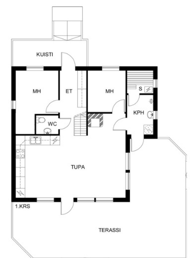 Alakerran pohjapiirrustus (ei mittakaavassa)